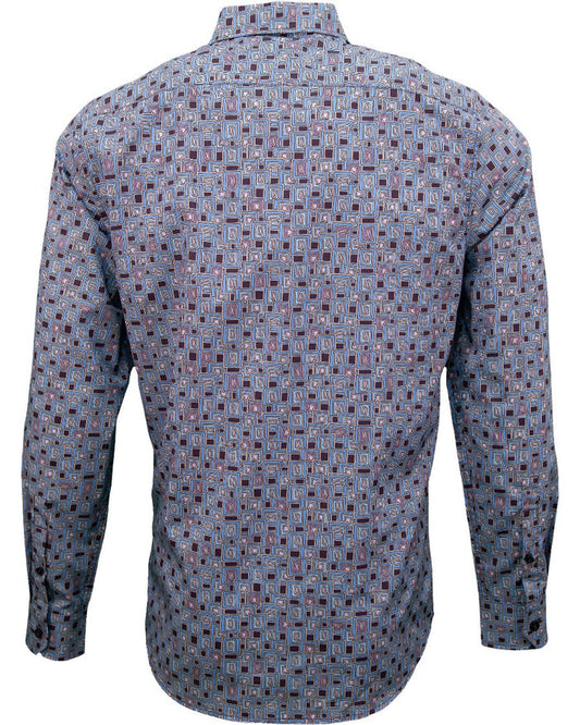 MITCHELL CARVED SQUARES SHIRT - PLUM