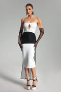 Monochrome Illusion Midi Dress