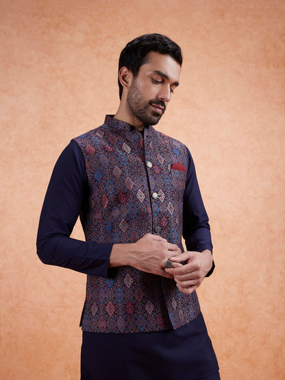 Multi-Coloured Jacquard Nehru Jacket
