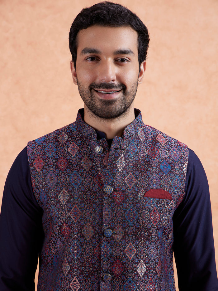 Multi-Coloured Jacquard Nehru Jacket