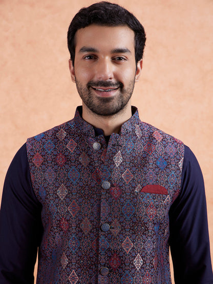 Multi-Coloured Jacquard Nehru Jacket