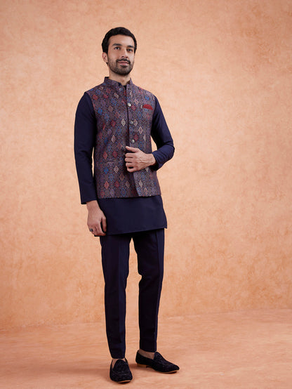 Multi-Coloured Jacquard Nehru Jacket