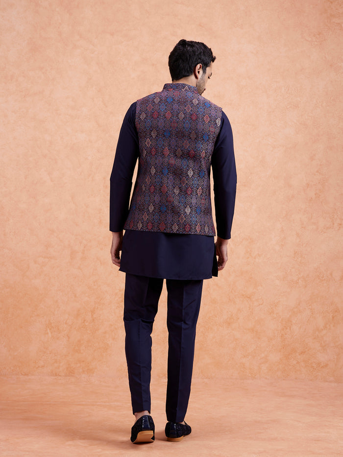 Multi-Coloured Jacquard Nehru Jacket
