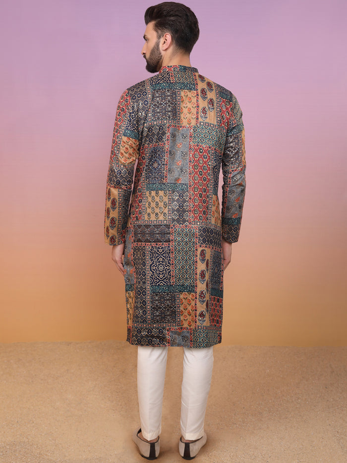 Multi Cotton Printed Kurta Trouser Set