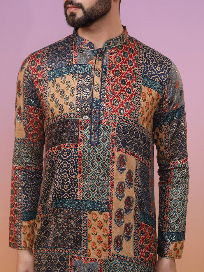 Multi Cotton Printed Kurta Trouser Set