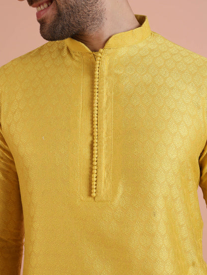 Mustard Yellow Silk Blend Kurta Churidar Set