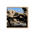 A vintage-style image of soccer players in action, one falling as others compete for the ball over a partly blue background. The text Joshua appears at the bottom, presented in a crystal clear polypropylene sleeve.