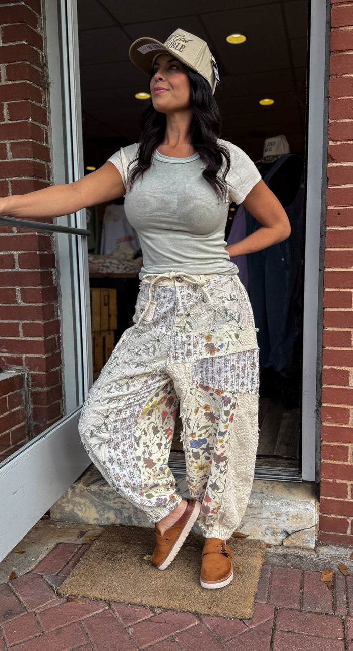 Natural Floral Joggers