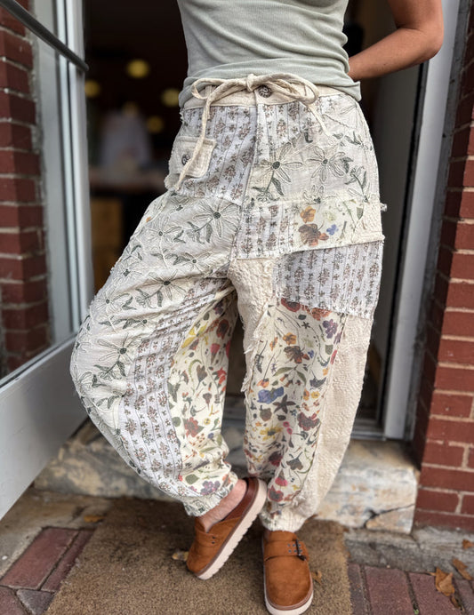 Natural Floral Joggers