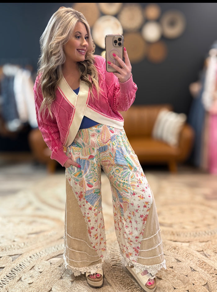 Natural Mix Smocked Pants
