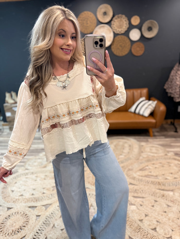 Natural Multi Floral Top