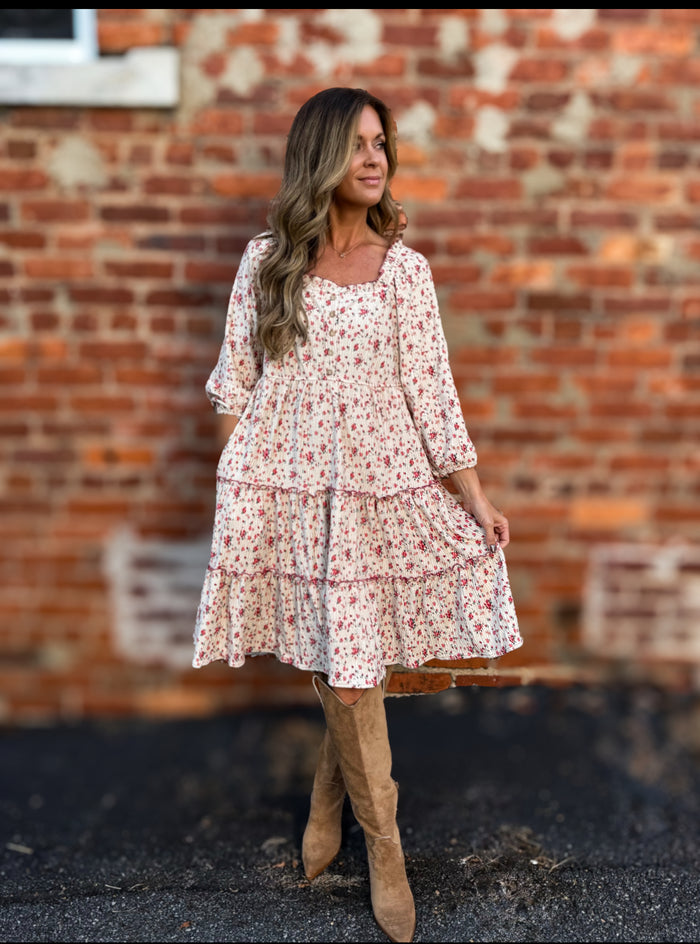 Natural Velvet Midi Dress