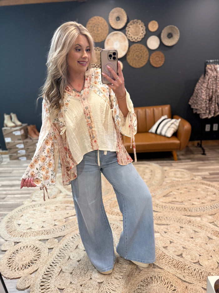 Natural Vneck Top