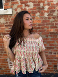 Natural/Pink Floral Top