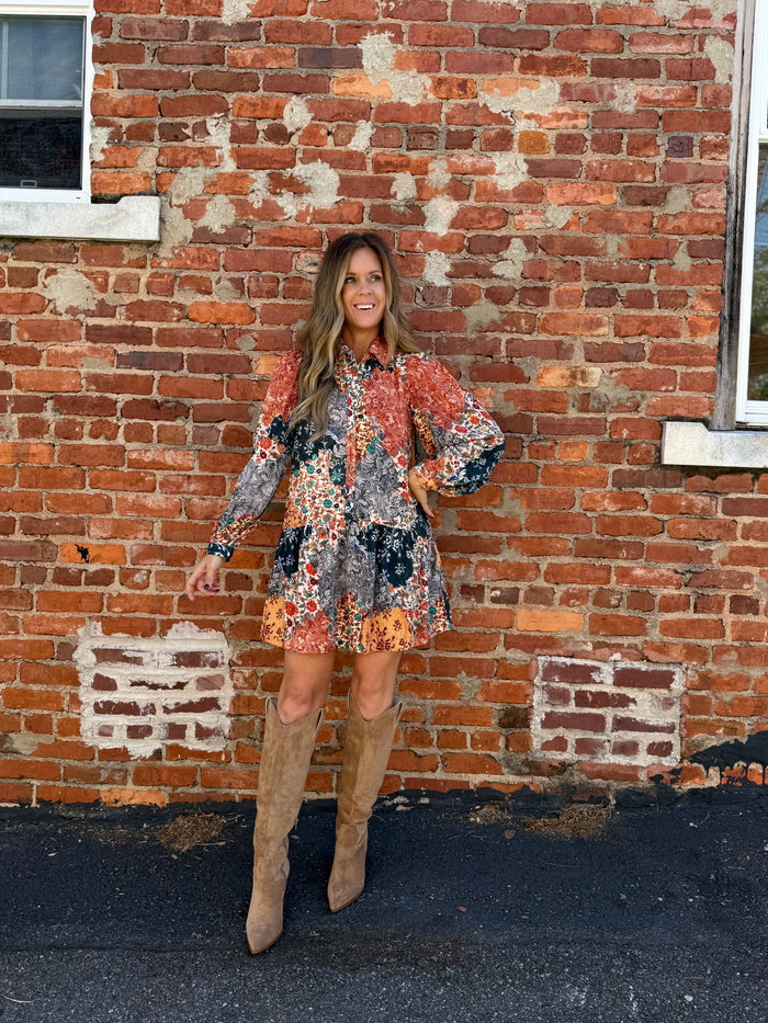 Navy Multi Patch Dress