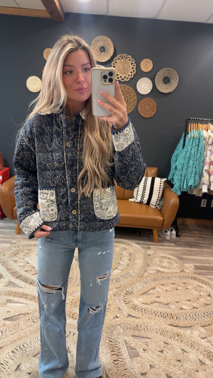 Navy Quilted Jacket