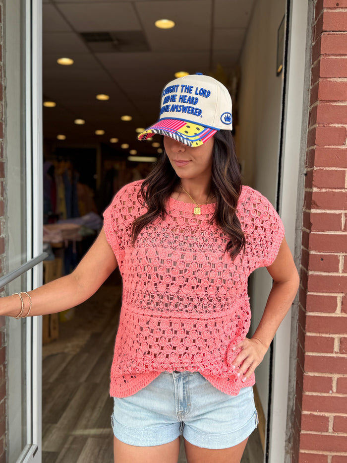 Neon Peach Crochet Top
