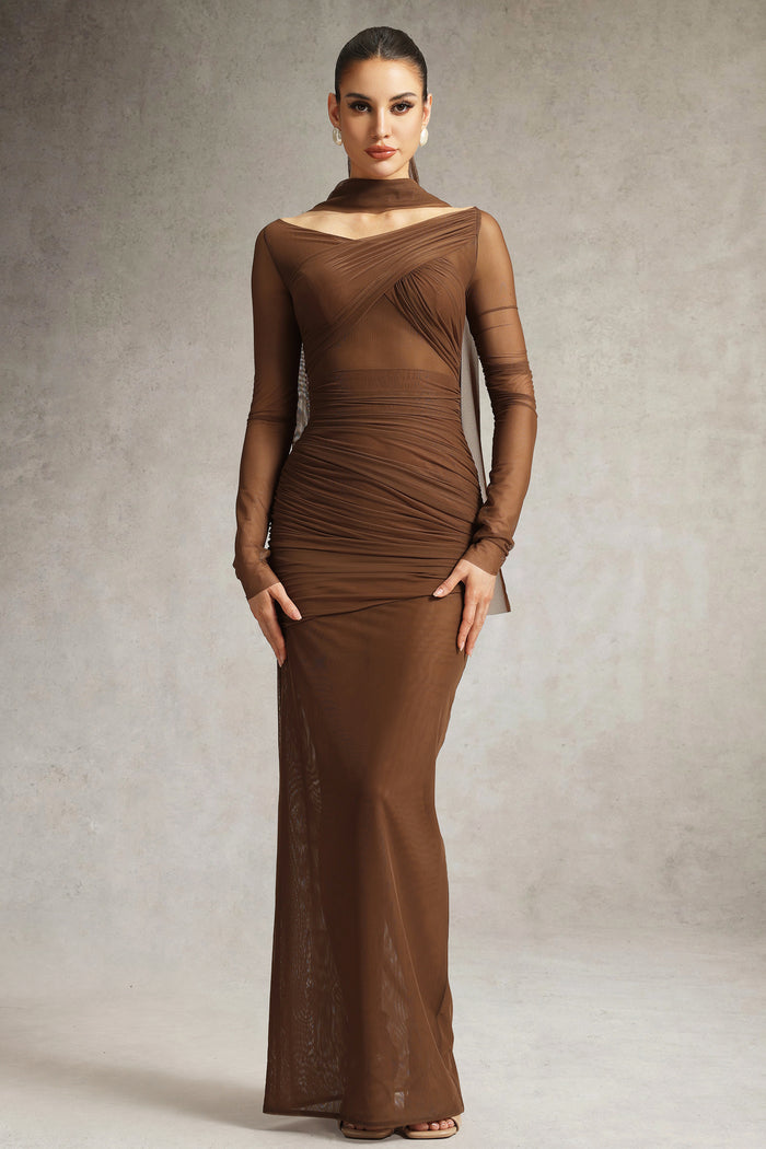 Nicole draped knit maxi dress