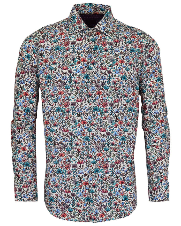 NICOLI MYSTIC FLORAL COTTON SHIRT - IVORY