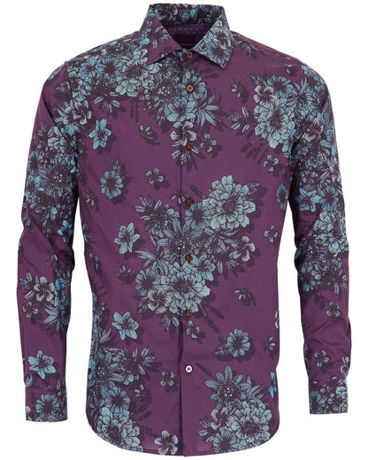 NICOLI VALENCIA FLORAL COTTON SHIRT - PLUM