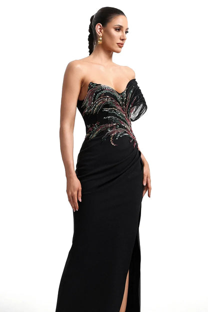Nina Elegant Off-Shoulder Beaded Gown