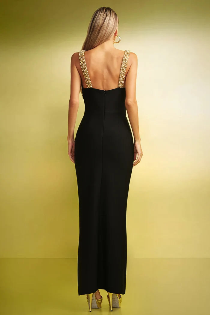 Ninette Pearl Crop Top Slit Maxi Dress