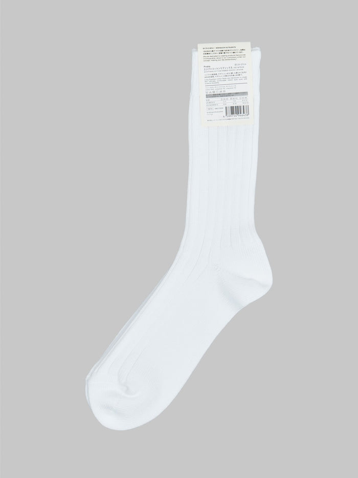 nishiguchi kutsushita egyptian cotton ribbed socks off white label
