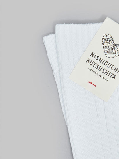 nishiguchi kutsushita egyptian cotton ribbed socks off white band