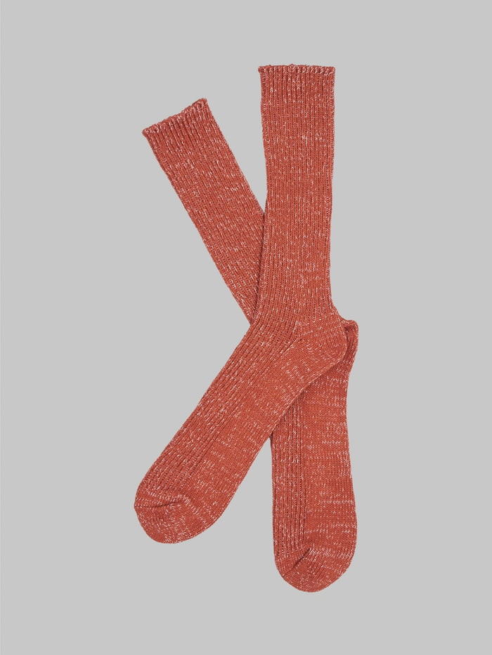 nishiguchi kutsushita hemp cotton ribbed socks brick boston