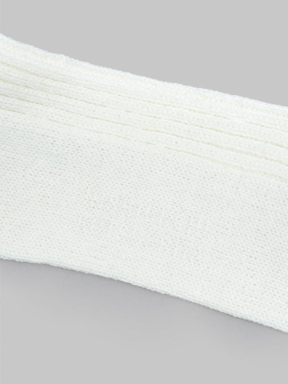nishiguchi kutsushita linen ribbed socks off white fabric