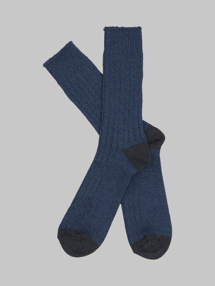 nishiguchi kutsushita luxurious cotton ribbed socks denim made in japan