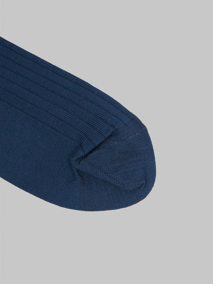 nishiguchi kutsushita silk cotton ribbed socks navy toe