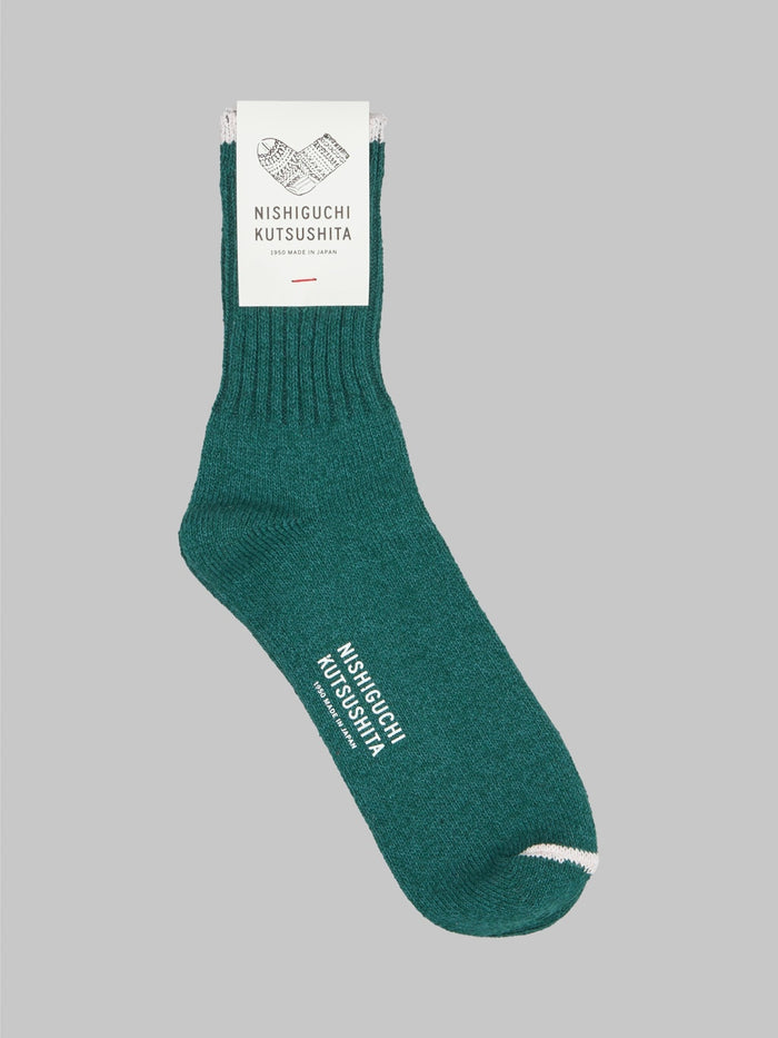 nishiguchi kutsushita silk cotton socks amazon green