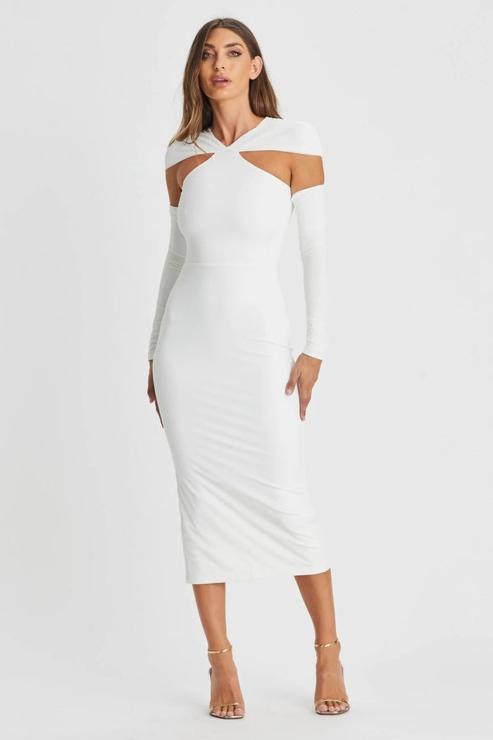 Novah White Cutout Midi Dress