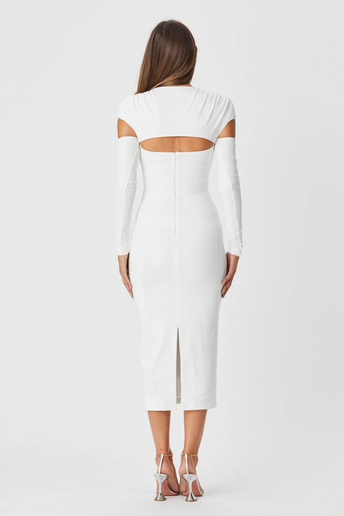 Novah White Cutout Midi Dress