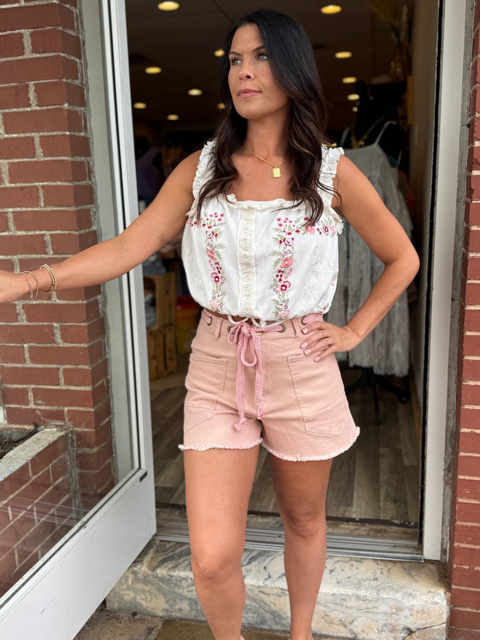 Off White Ruffled Top