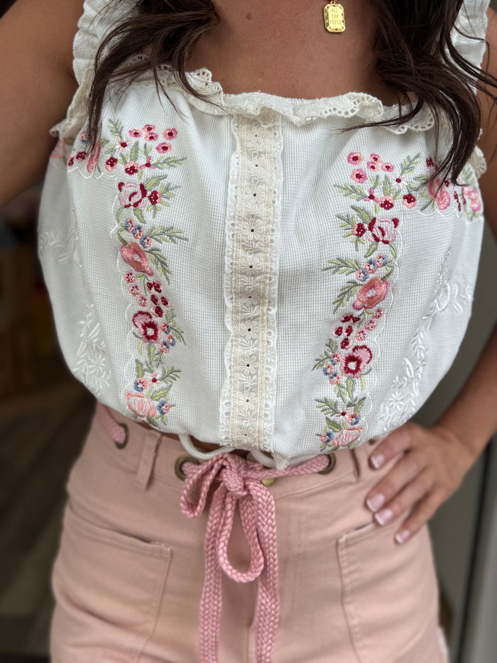 Off White Ruffled Top
