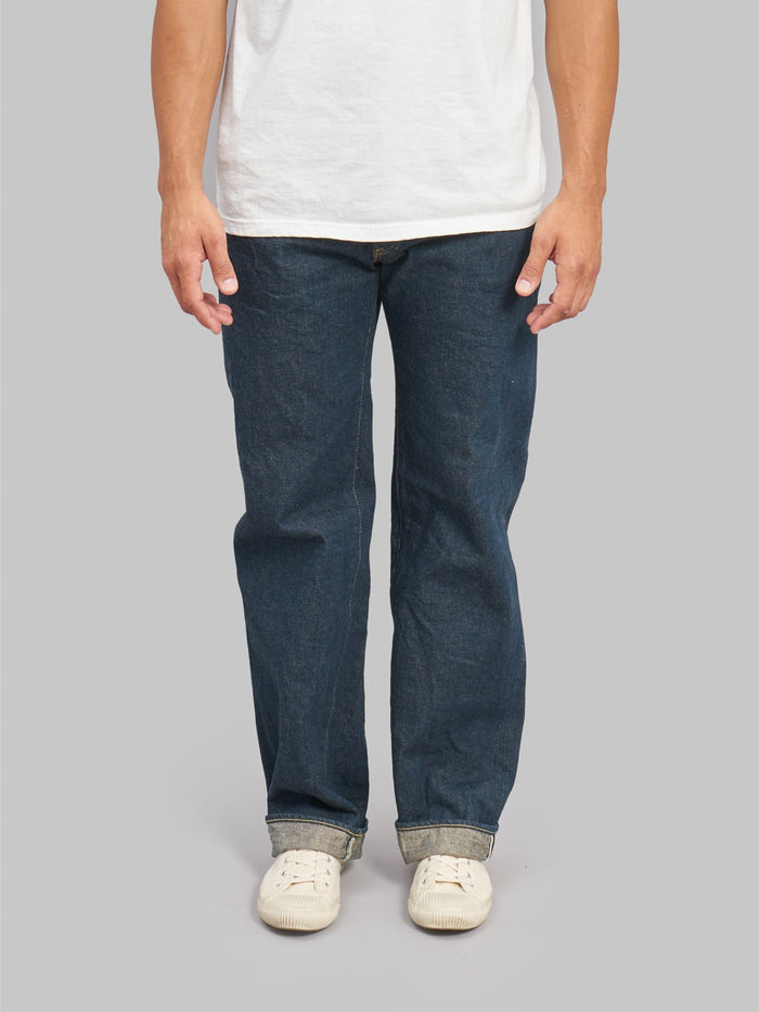 oni denim 200 ishikawadai 15oz wide straight selvedge jeans front