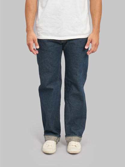 oni denim 200 ishikawadai 15oz wide straight selvedge jeans front