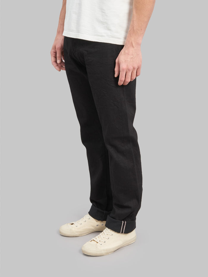 oni 286 jet black denim 13oz neat straight selvedge jeans  side fit