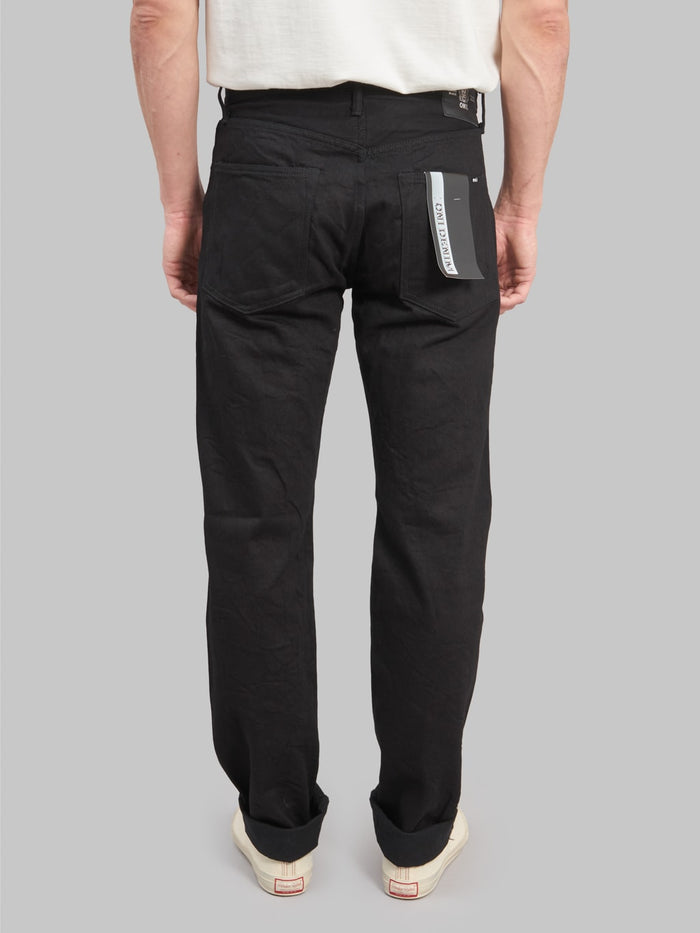 oni 286 jet black denim 13oz neat straight selvedge jeans back rise