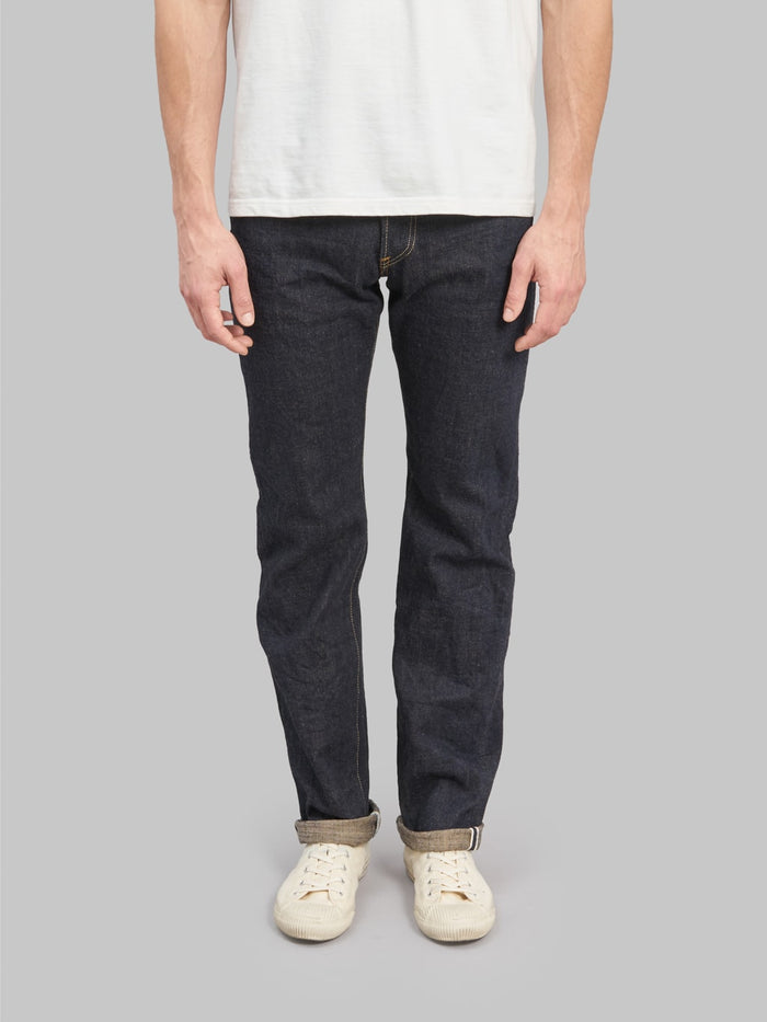 oni denim 288 indigo beige 14oz selvedge jeans regular straight front look