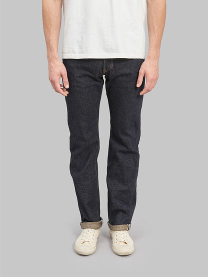 oni denim 288 indigo beige 14oz selvedge jeans regular straight front look