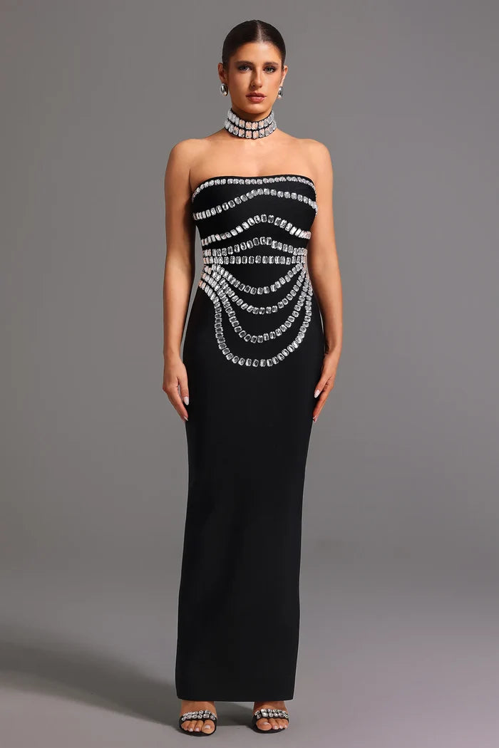Ophelia Sleeveless Diamond Maxi Dress