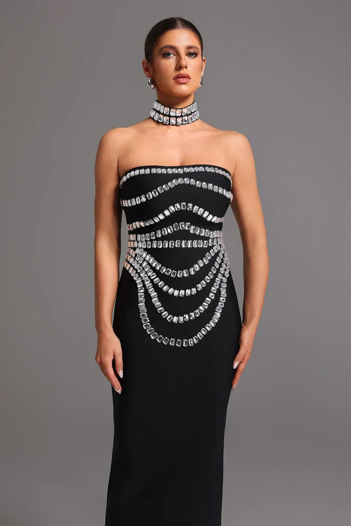 Ophelia Sleeveless Diamond Maxi Dress