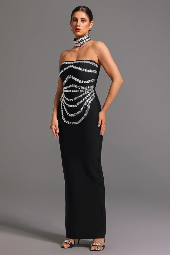 Ophelia Sleeveless Diamond Maxi Dress