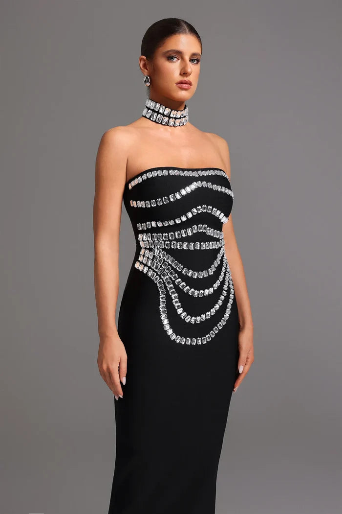 Ophelia Sleeveless Diamond Maxi Dress