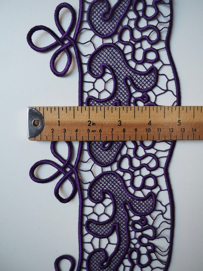 Pansy Satin Guipure Lace Border Trim 9cm