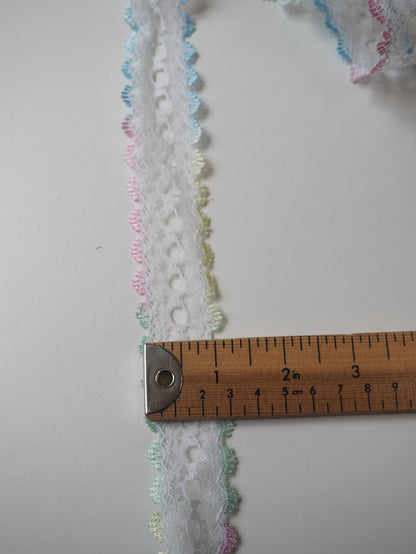 Pastel Rainbow Scallop Lace Trim 3.5cm