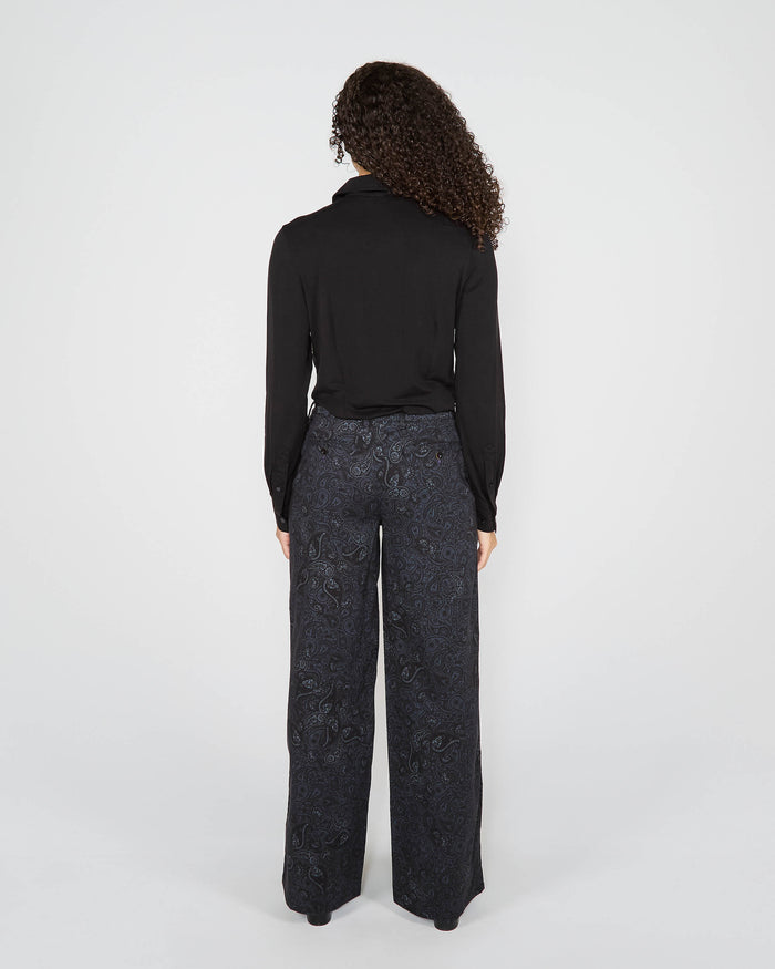 PHILLIS MONTGAT PAISLEY TAILORED PANT - BLACK